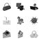 A selection of icons about protection and breaking. Modern technology of protection against breaking. Hackers and