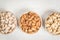 Selection nuts on a white stone table