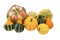 Selection of ornamental gourds with striped Turks turban squash