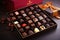selection of pralines in a luxurious gift box