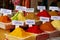 Selection of spices on a Moroccan market