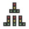 Selection of traffic lights with additional section on white isolated background. Vector illustration for your design.