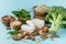 Selection of vegetarian protein sources - healthy diet concent