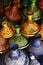 Selection of very colorful Moroccan tajines