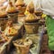 Selection of very colorful Moroccan tajines (traditional casserole dishes)