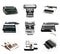 Selection of vintage typewriters and cash registers