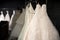 Selection of white wedding dresses or ball gowns