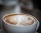 Selective closeup of a cup of hot latte