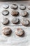 Selective closeup shot of delicious cute Christmas cookies in a tray with different shapes