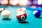 Selective focus on billiard ball number fifteen