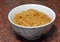 Selective focus of Browned in Butter sweet Egyptian vermicelli cooked with water and sugar served in a white dish,.