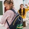 Selective focus of bullied schoolgirl with