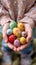 Selective focus captures childs hands cradling vibrant Easter eggs