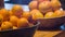 Selective focus on fresh oranges