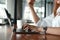 Selective focus on hands of business woman typing on keyboard of laptop. Lifestyle relaxed concept.