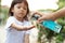 Selective focus on the hands, the girl is releasing the gel To wash her hands Frequent washing of hands with gel or alcohol Helps