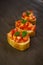 selective focus, Italian snack bruschetta, with tomatoes and basil