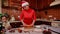 Selective focus on mom's hands using a rolling pin,rolling out dough for Christmas gingerbread cookies in home