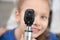 Selective focus of ophthalmological tool for testing eyes