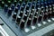 Selective focus professional audio mixing console panel.technology and entertaiment concept