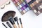 Selective focus professional natural tone makeup palette set