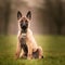 Selective focus shot of an adorable Belgian malinois puppy outdoors during daylight