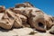 Selective focus shot of a group of huge stones stacked on top of each other