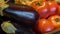 Selective focus on tempting tomatoes and aubergine