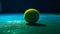 Selective focus on tennis ball, success in competitive sport generated by AI