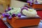 Selective focus on Thai jasmine and purple rose garland