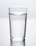 Selective focus water glass filled with cold water