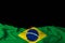 selective focus, wavy textile flag of Brazil