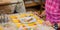 Selective focus of a woman having a nice tasty looking  breakfast