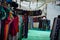 Selective focused view of garments in an Indian market