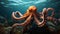 selective image of Common octopus, Wildlife animal. generative ai