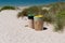 Selective sorting bin on the beach on Vendee Island of Noirmoutier Vendee France