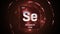 Selenium as Element 34 of the Periodic Table 3D illustration on red background