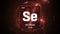 Selenium as Element 34 of the Periodic Table 3D illustration on red background