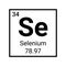 Selenium periodic element molecule icon. Radioactive selenium symbol chemistry icon