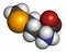 Selenomethionine amino acid molecule. Selenium containing natural analog of methionine. 3D rendering. Atoms are represented as