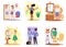 Self-acceptance set with people characters, flat vector illustration isolated.