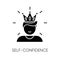 Self confidence black glyph icon