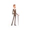 Self Confident Victorian Gentleman Character in Elegant Suit Standing with Walking Cane Vector Illustration