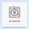 Self direction thin line icon: personal strategy to choose right way from labyrinth. Modern vector illustration