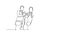 Self drawing animation of single line draw businessmen wearing suit standing up together after meeting and giving thumbs up