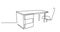 Self drawing line animation of office desk and chair