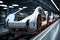 Self driving car travels effortlessly on a conveyor belts automated track