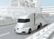 Self-driving electric semi truck driving on highway