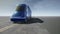 Self-driving electric semi truck driving on highway. 3D rendering animation. EV Truck. EV Semi track. EV Lorry. 4K