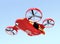 Self-driving Rescue Drone hovering in the sky with sliding door opened